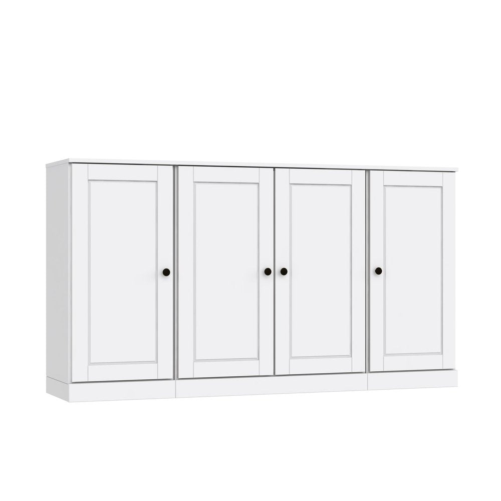65" White Solid Wood Sideboard With Four Glass Doors
