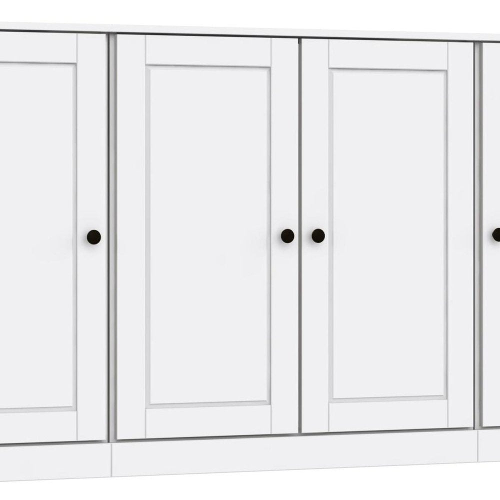 65" White Solid Wood Sideboard With Four Glass Doors