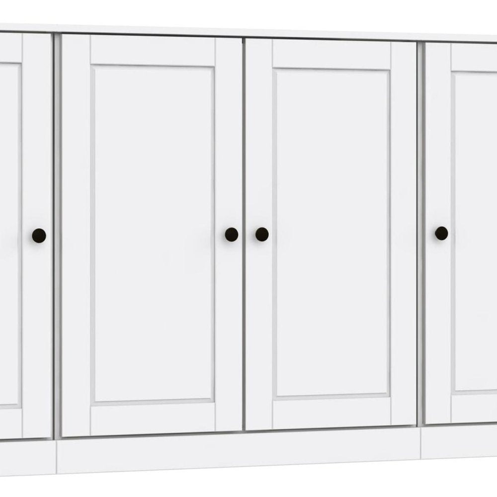 65" White Solid Wood Sideboard With Four Glass Doors