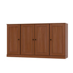 65" Coffee Solid Wood Sideboard With Four Glass Doors