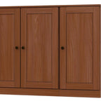 65" Coffee Solid Wood Sideboard With Four Glass Doors