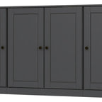 65" Gray Solid Wood Sideboard With Four Glass Doors