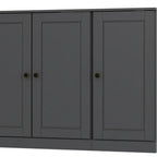 65" Gray Solid Wood Sideboard With Four Glass Doors