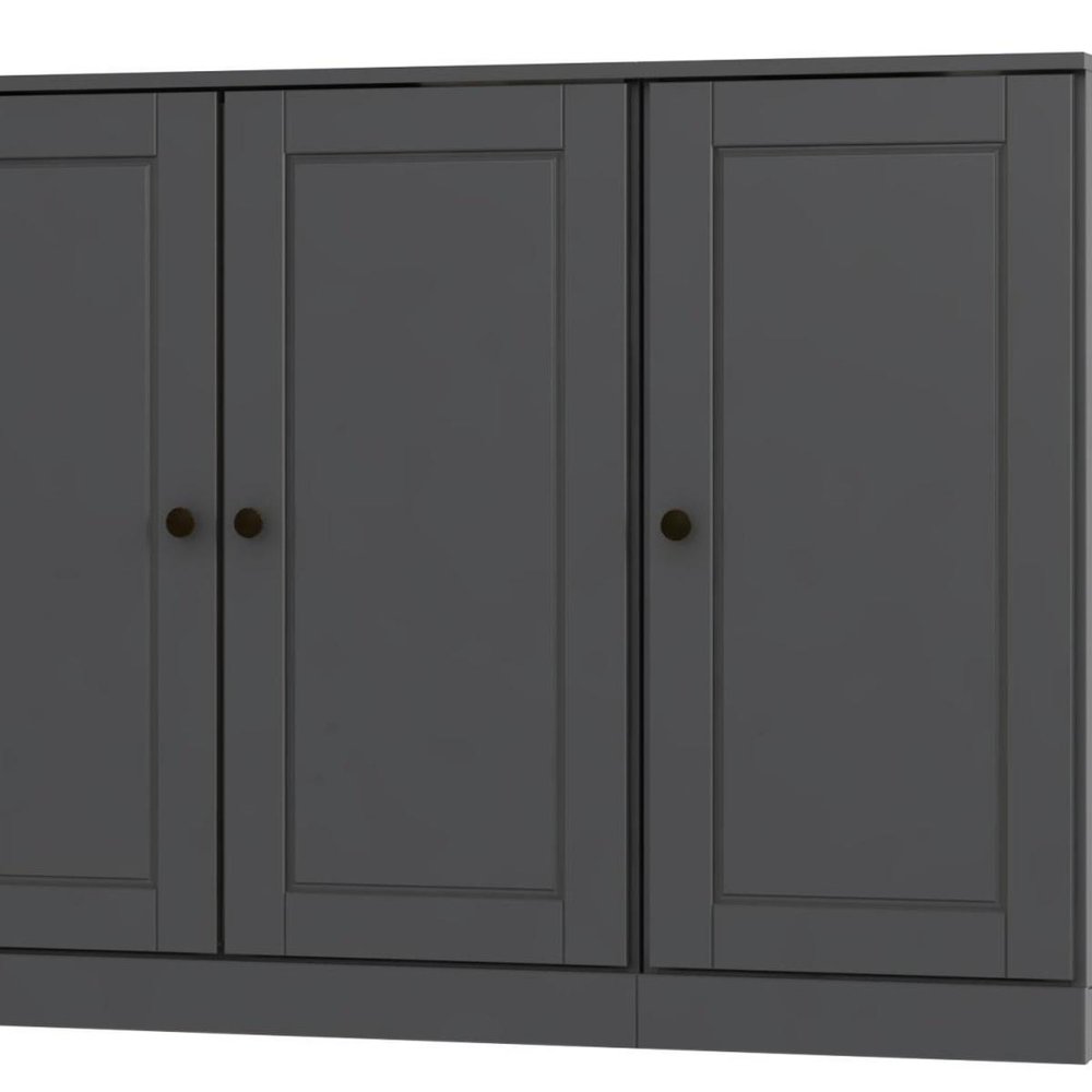 65" Gray Solid Wood Sideboard With Four Glass Doors