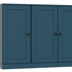 65" Teal Blue Solid Wood Sideboard With Four Glass Doors