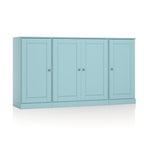 65" Aqua Solid Wood Sideboard With Four Glass Doors