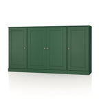 65" Green Solid Wood Sideboard With Four Glass Doors
