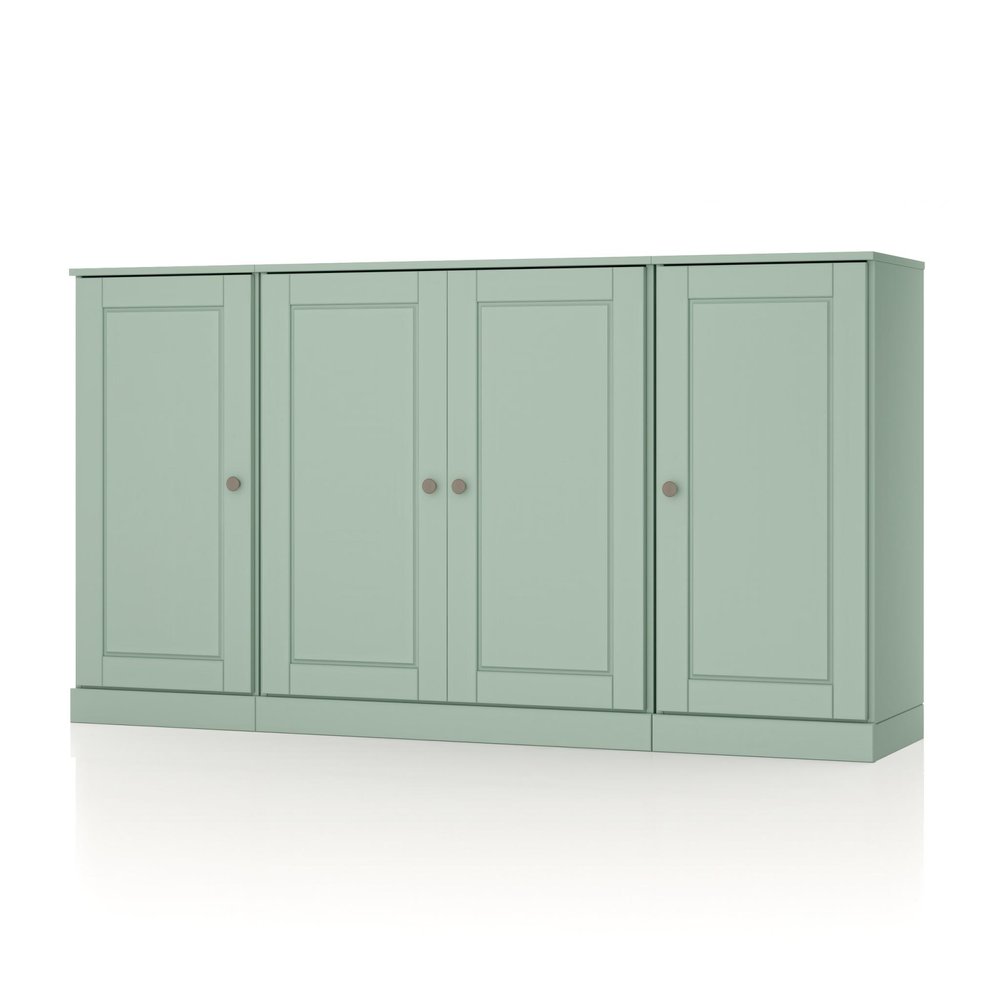 65" Sage Solid Wood Sideboard With Four Glass Doors