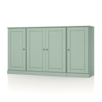 65" Sage Solid Wood Sideboard With Four Glass Doors
