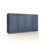 65" French Blue Solid Wood Sideboard With Four Glass Doors