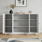 65" White Solid Wood Sideboard With Four Glass Doors