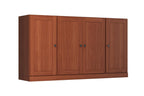 65" Coffee Solid Wood Sideboard With Four Glass Doors