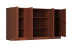 65" Coffee Solid Wood Sideboard With Four Glass Doors