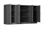 65" Gray Solid Wood Sideboard With Four Glass Doors