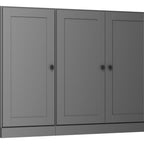 65" Gray Solid Wood Sideboard With Four Glass Doors
