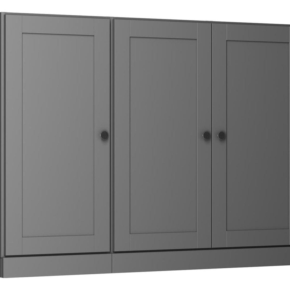 65" Gray Solid Wood Sideboard With Four Glass Doors