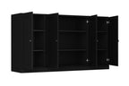 65" Black Solid Wood Sideboard With Four Glass Doors