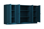 65" Teal Blue Solid Wood Sideboard With Four Glass Doors