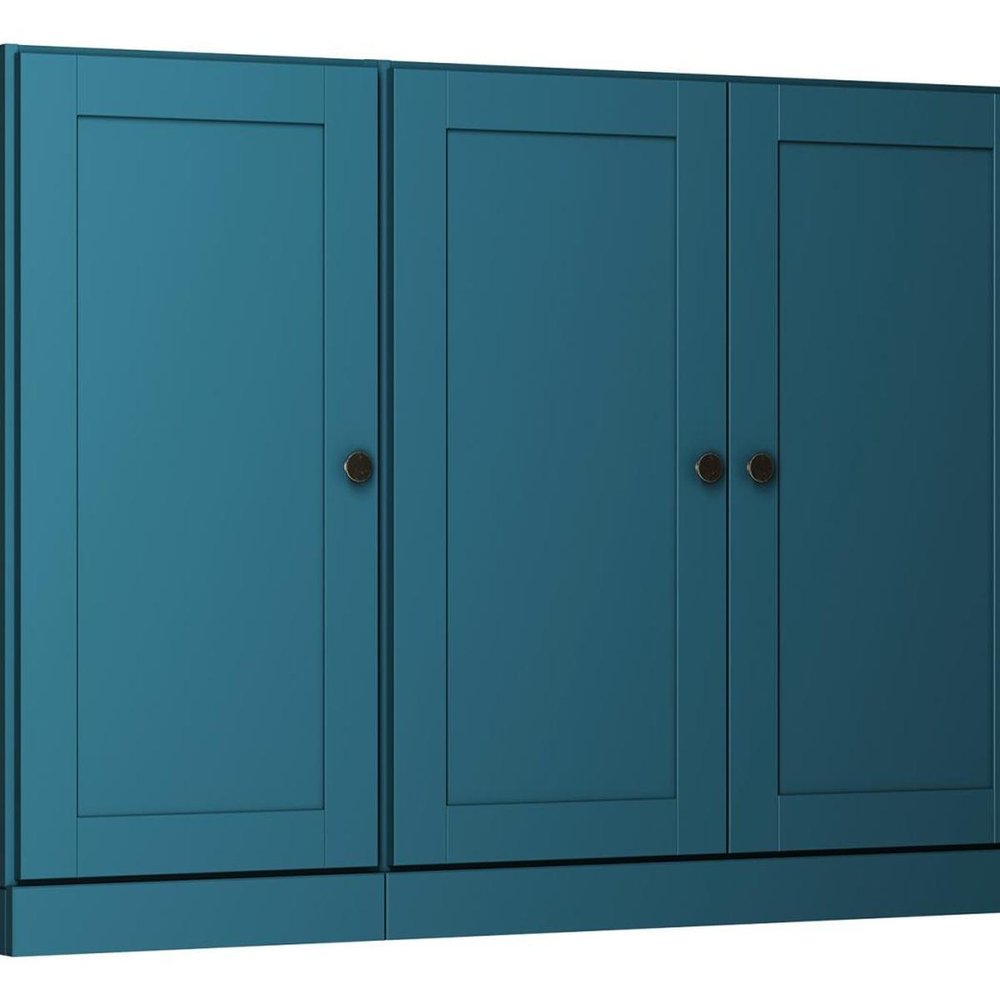 65" Teal Blue Solid Wood Sideboard With Four Glass Doors