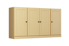 65" Yellow Solid Wood Sideboard With Four Glass Doors
