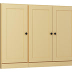 65" Yellow Solid Wood Sideboard With Four Glass Doors