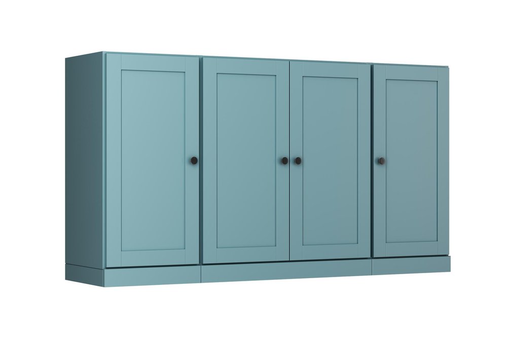 65" Aqua Solid Wood Sideboard With Four Glass Doors