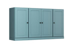 65" Aqua Solid Wood Sideboard With Four Glass Doors