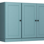 65" Aqua Solid Wood Sideboard With Four Glass Doors