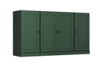 65" Green Solid Wood Sideboard With Four Glass Doors