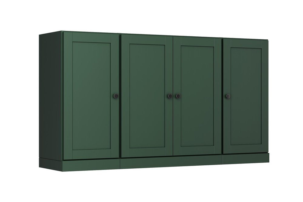 65" Green Solid Wood Sideboard With Four Glass Doors