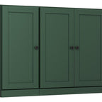 65" Green Solid Wood Sideboard With Four Glass Doors