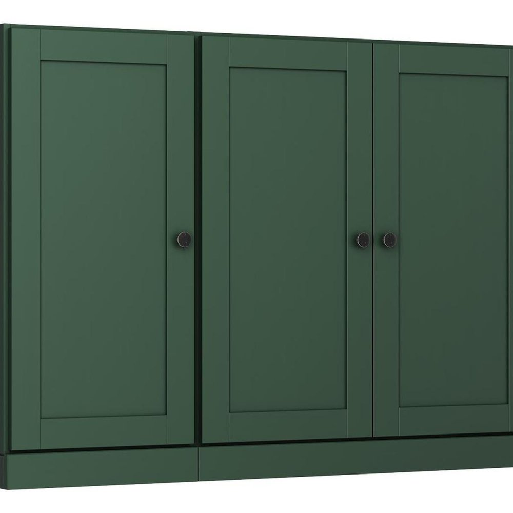 65" Green Solid Wood Sideboard With Four Glass Doors