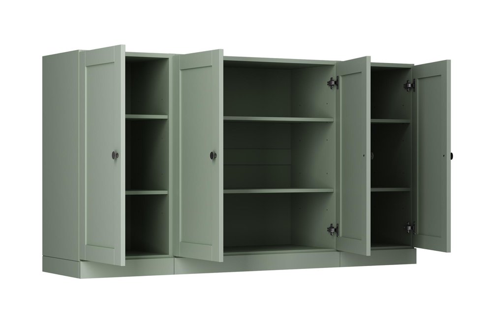 65" Sage Solid Wood Sideboard With Four Glass Doors