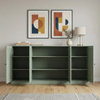 65" Sage Solid Wood Sideboard With Four Glass Doors