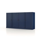 65" Navy Blue Solid Wood Sideboard With Four Glass Doors