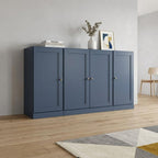 65" French Blue Solid Wood Sideboard With Four Glass Doors
