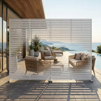 72" White Steel Outdoor Privacy Screen
