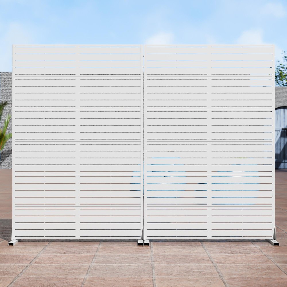 72" White Steel Outdoor Privacy Screen