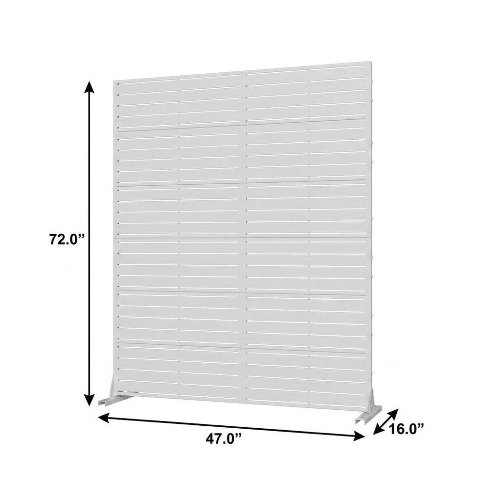 72" White Steel Outdoor Privacy Screen