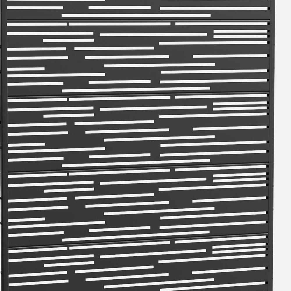 72" Black Steel Six Panel Outdoor Privacy Screen