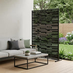 72" Black Steel Six Panel Outdoor Privacy Screen