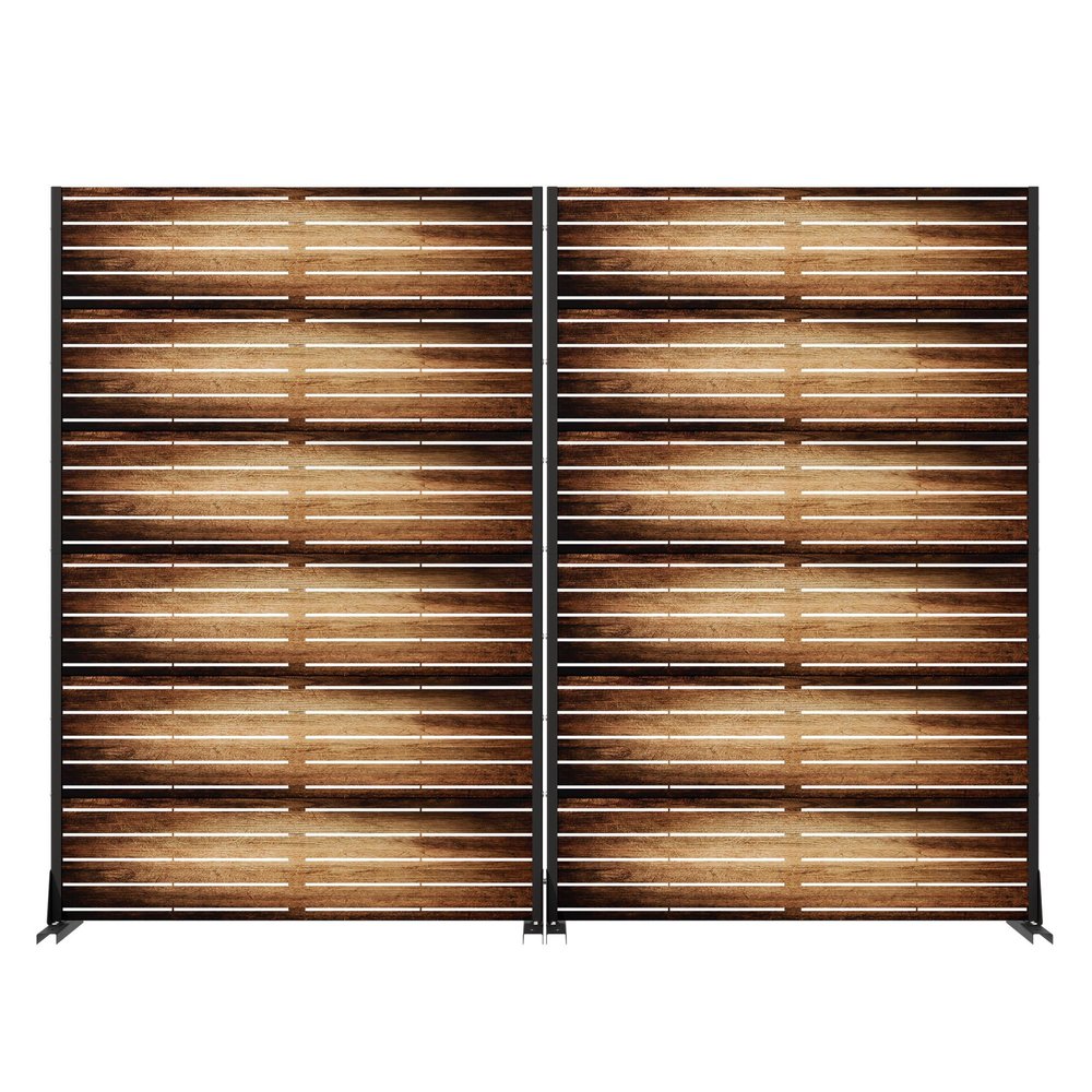 72" Brown Steel Six Panel Outdoor Privacy Screen