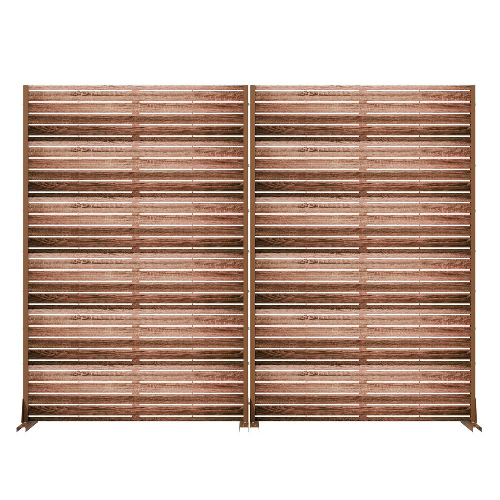 72" Brown Steel Six Panel Outdoor Privacy Screen