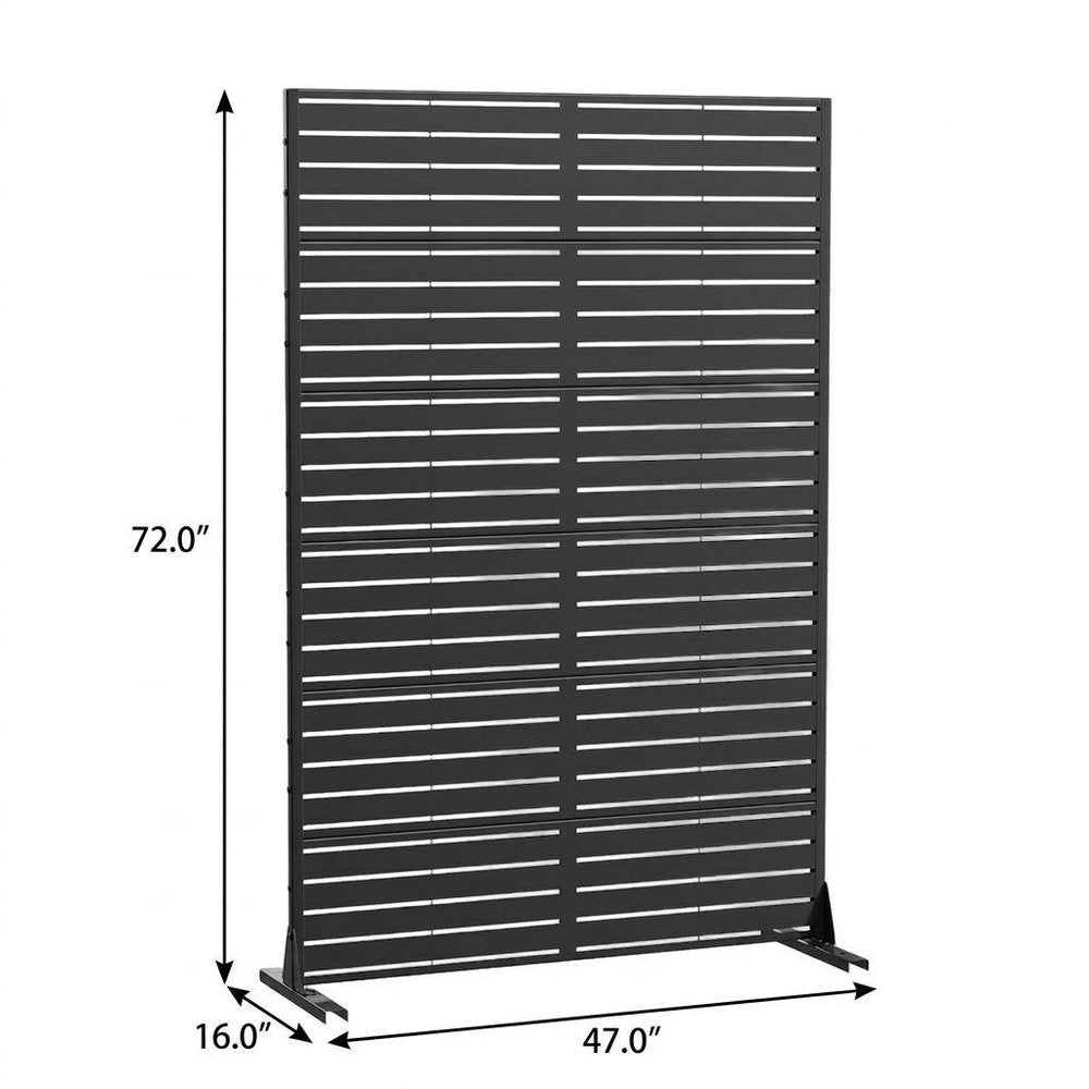 Set Of Two Black Abstract Steel 12 Outdoor Privacy Screen