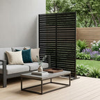 Set Of Two Black Abstract Steel 12 Outdoor Privacy Screen