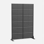 Set Of Two Black Abstract Steel 12 Outdoor Privacy Screen