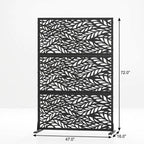 Set Of Two Black Abstract Steel Six Panel Outdoor Privacy Screen