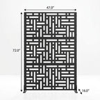 Set Of Two Black Abstract Steel Six Panel Outdoor Privacy Screen