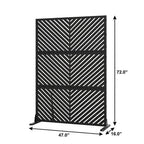 Set Of Two Black Abstract Steel Six Panel Outdoor Privacy Screen