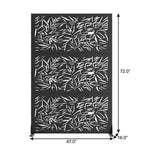Set Of Two Black Abstract Steel Six Panel Outdoor Privacy Screen